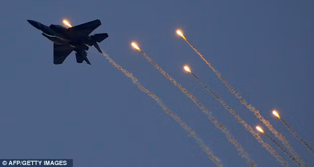 Might: The IAF had 43 F15s as of January 2011. It is an air superiority craft with ground strike capabilities Read more: http://www.dailymail.co.uk/news/article-2253830/Israels-Apache-helicopters-stunning-acrobatic-display-mark-gun-graduation.html#ixzz2GIbBCDYw Follow us: @MailOnline on Twitter | DailyMail on Facebook