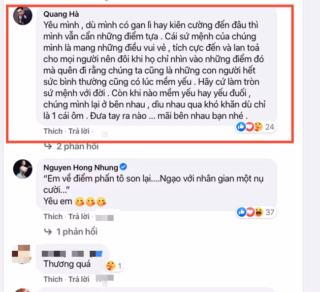 Lệ Quyên gây "sốt" vì chia sẻ về sự yếu đuối, khóc nhiều sau ly hôn, Quang Hà khuyên điều này - Ảnh 4. Lệ Quyên gây "sốt" vì chia sẻ về sự yếu đuối, khóc nhiều sau ly hôn, Quang Hà khuyên điều này - Ảnh 4.