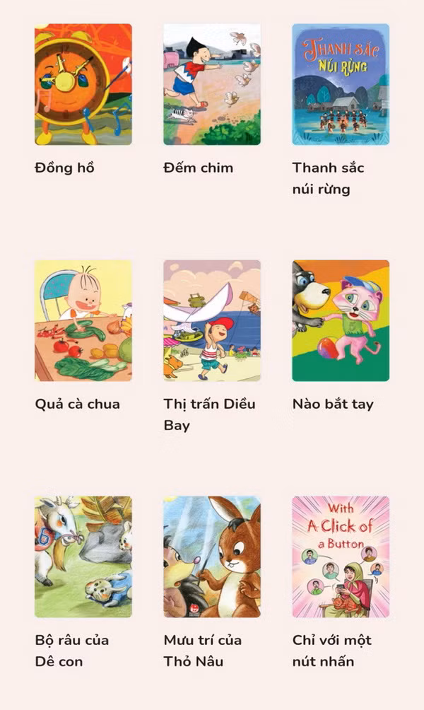 Một số hình ảnh trên trang web và ứng dụng đọc sách Thư viện số miễn phí