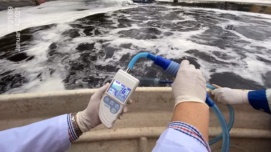 Đơn vị độc lập đo nồng độ mùi tổng hợp trên mặt hồ nước rỉ rác, kết quả cho giá trị 16.