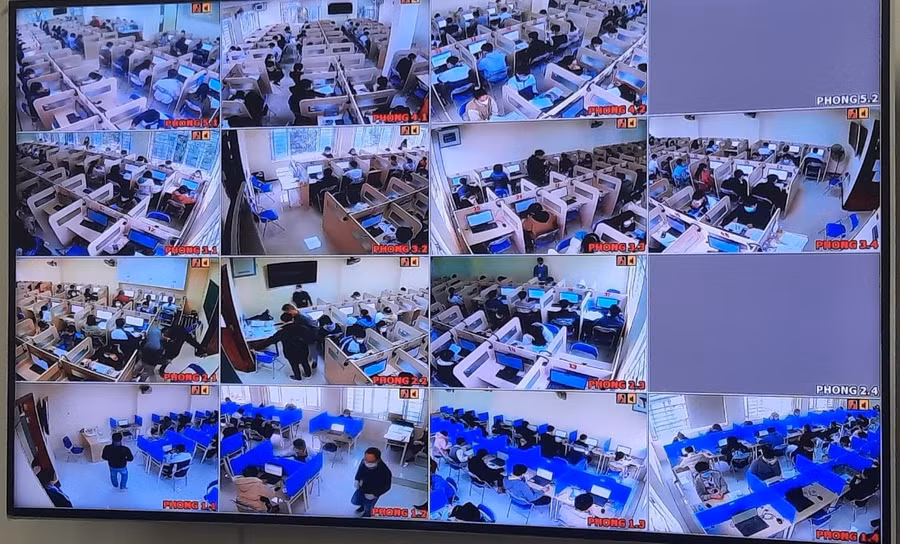 Các phòng thi đều được giám sát bằng camera