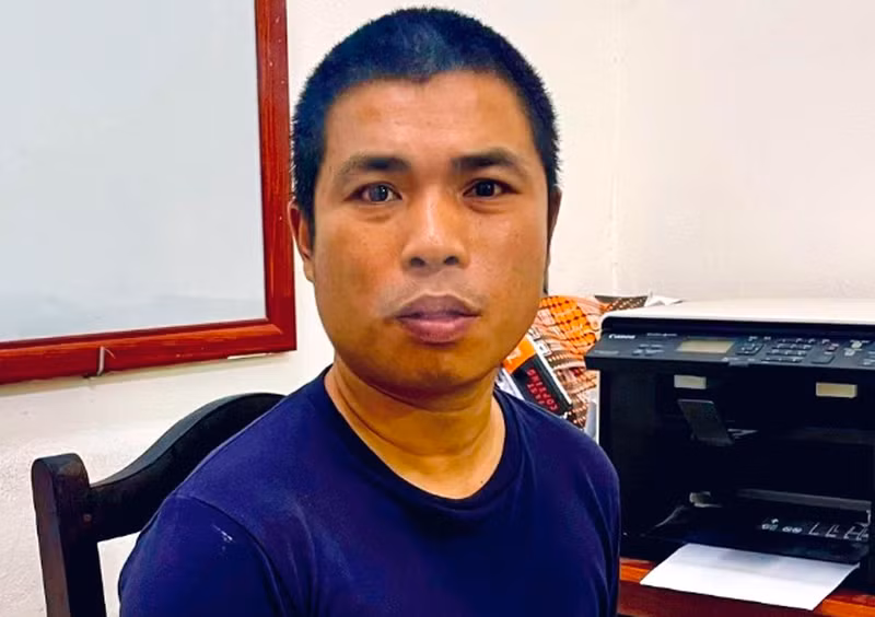Hoàng Ngọc Chiến tại cơ quan công an.