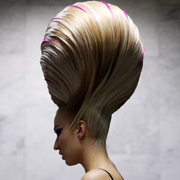 A model waits backstage before the Alternative Hair Show in Moscow’s Kremlin