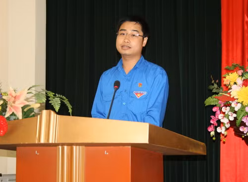 Tân bí thư Đoàn TNCS Hồ Chí Minh Bộ GD&ĐT Đào Hoàng Trường phát biểu tại Đại hội T
