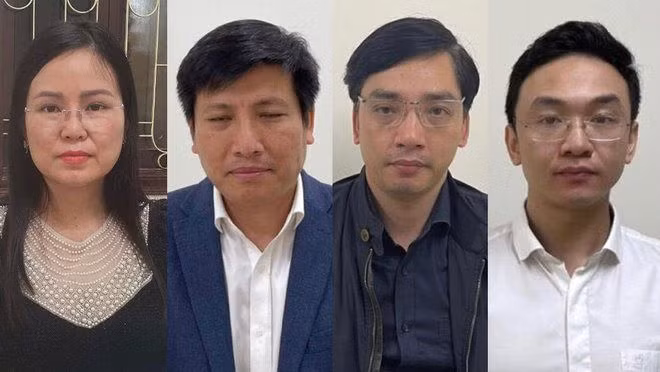 Bị can Nguyễn Thị Hương Lan, Đỗ Hoàng Tùng, Lê Tuấn Anh và Lưu Tuấn Dũng.