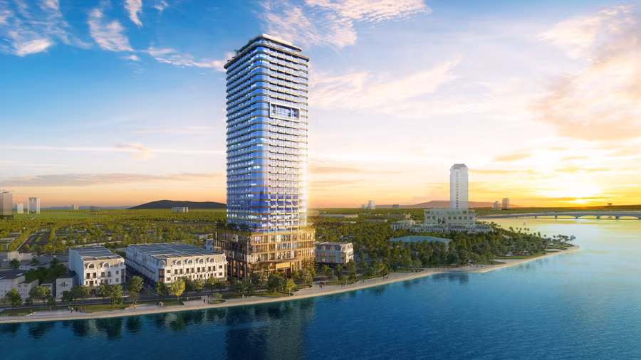 Phối cảnh dự án Tổ hợp nhà phố thương mại Shophouse kết hợp kinh doanh dịch vụ thương mại, khách sạn nghỉ dưỡng 5 sao với tổng mức đầu tư 1.100 tỷ đồng do Công ty CP Hải Thành Hưng đầu tư, xây dựng tại Quảng Bình.