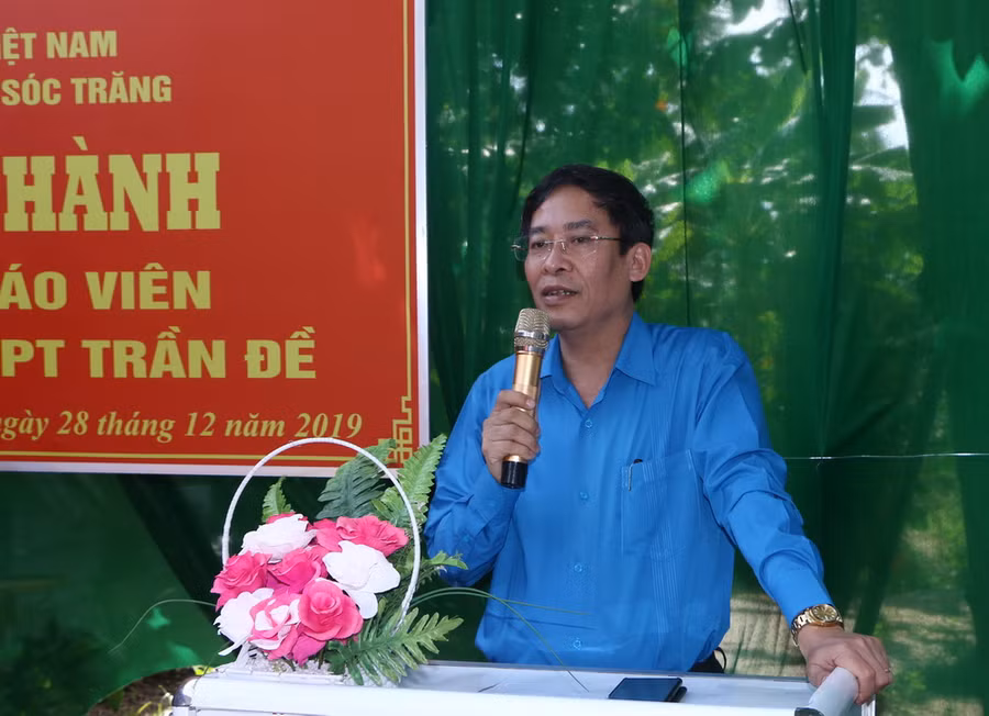 Ông Vũ Minh Đức - Chủ tịch Công đoàn Giáo dục Việt Nam phát biểu tại buổi lễ.