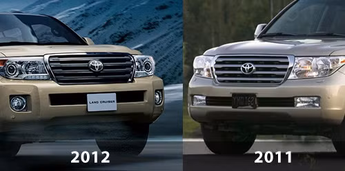So sánh Land Cruiser đời 2011 và 2012: nhìn từ phía trước.