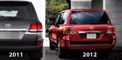 So sánh Land Cruiser đời 2011 và 2012: nhìn từ phía sau.