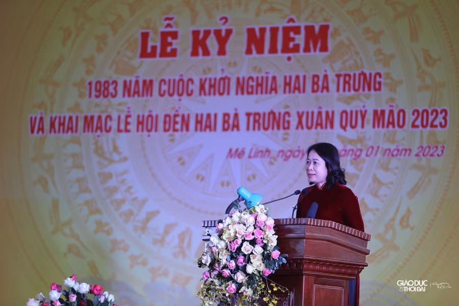 Quyền Chủ tịch nước Võ Thị Ánh Xuân phát biểu tại buổi lễ.