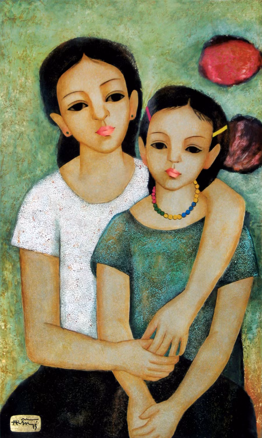 Hai chị em - Sơn mài 