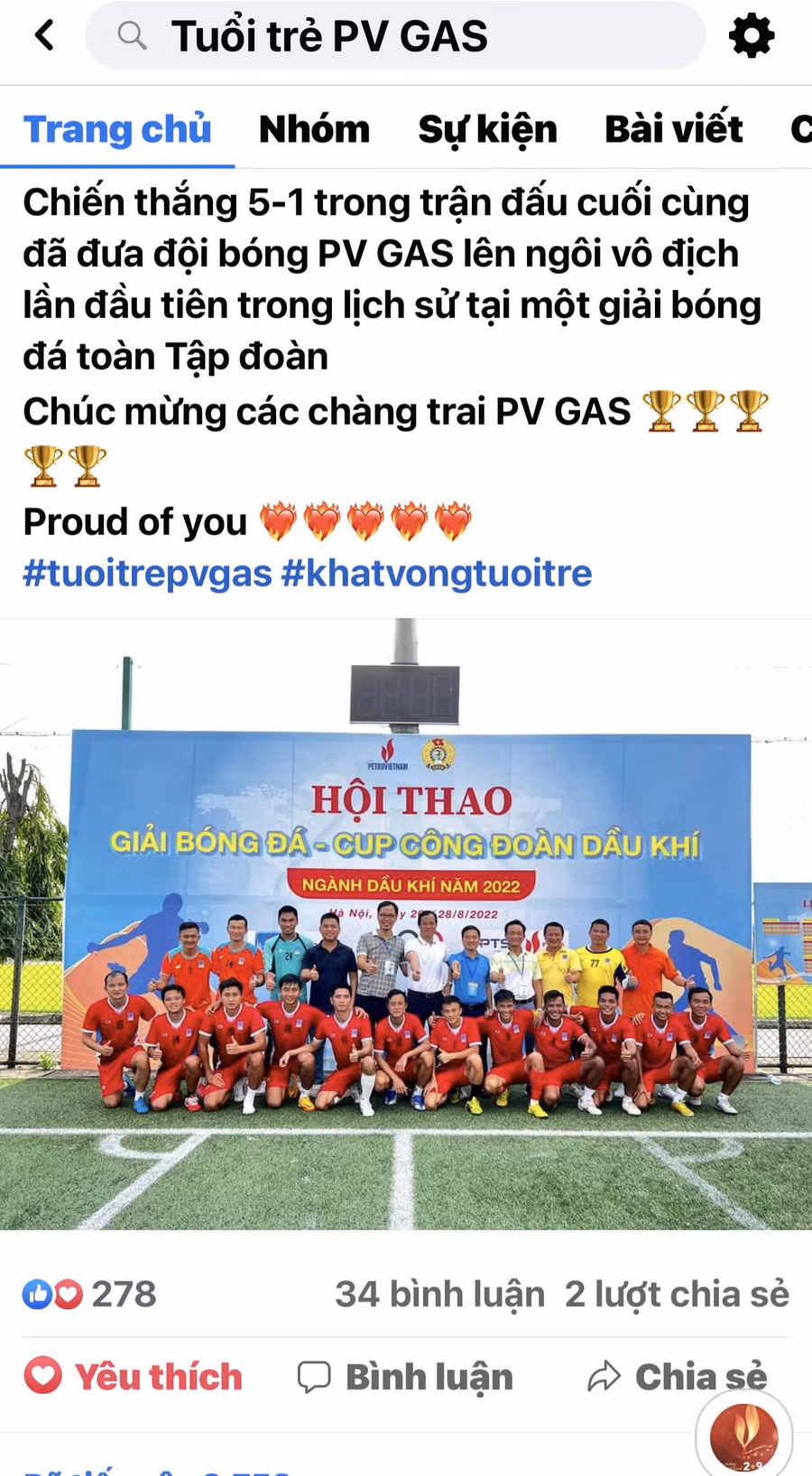 Fanpage Tuổi trẻ PV Gas.