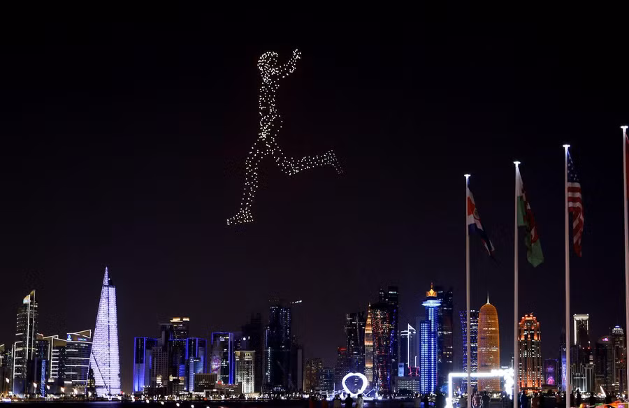 Màn trình diễn bằng máy bay không người lái với những lời chào mừng World Cup 2022.