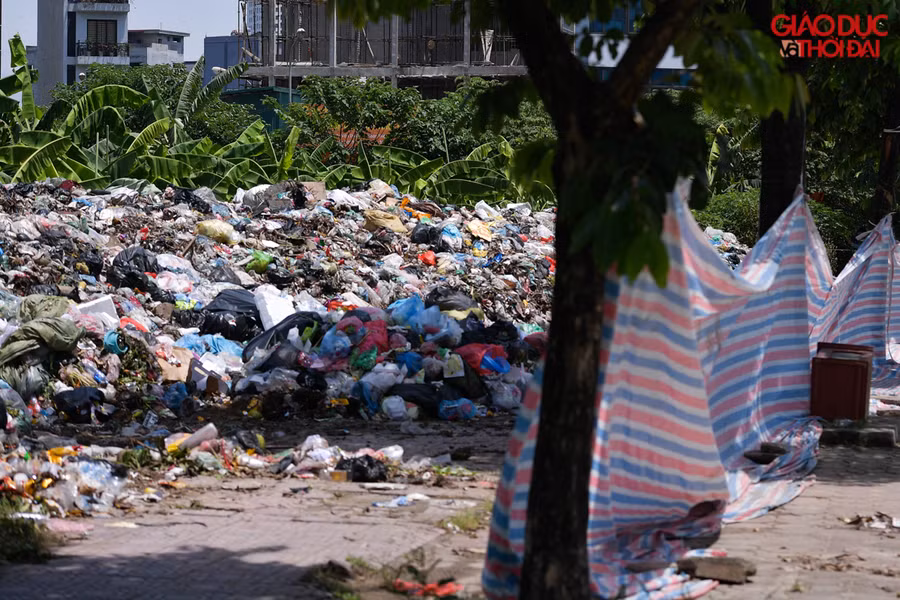 "Núi rác" ở ngay vỉa hè