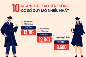 10 ngành đào tạo liên thông có quy mô nhiều nhất