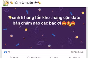 Một tài khoản rao bán thuốc... sắp hết hạn trên Facebook. Ảnh chụp màn hình