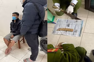 Lại Văn Hạnh bị bắt giữ trước đó cùng tang vật là con dao gây án.