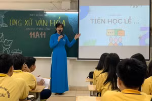 Một lớp học của Trường THPT Hoàng Cầu (Đống Đa, Hà Nội). Ảnh minh họa.