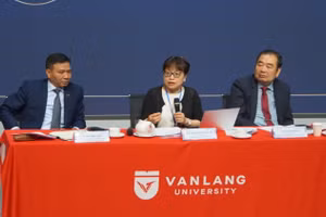 Hội thảo "Đào tạo Luật theo định hướng nghiên cứu và định hướng ứng dụng tại Việt Nam hiện nay" tại Trường Đại học Văn Lang, chiều 14/3. Ảnh: Mạnh Tùng