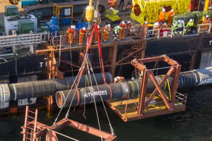 Việc xây dựng đường ống dẫn khí Nord Stream 2 ở Biển Baltic. (Ảnh: Nord Stream 2 AG/AFP).