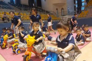 Học sinh trường mầm non Ban Mai tham gia Ngày hội Olympic.