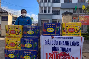 Chỉ trong 2 ngày hơn 1.000 thùng thanh long đã được giải cứu.