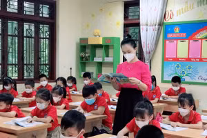 Học sinh trường Tiểu học Võ Cường 2 học tập đảm bảo thực hiện 5K.