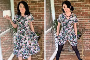 Cô sửa chiếc váy lùng bùng thành jumpsuit năng động.