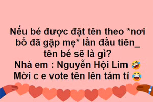 Hai bố mẹ đi trảy hội rồi gặp nhau đây mà.