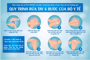 Quy trình rửa tay 6 bước của Bộ Y tế.