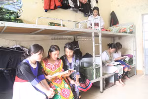 Học sinh bán trú trường phổ thông DTBT THCS Nậm Pì.