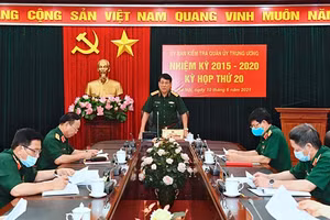 Toàn cảnh kỳ họp của UBKT Quân ủy Trung ương nhiệm kỳ 2015-2020 tổ chức sáng 10/6. Ảnh: Quân đội Nhân dân.