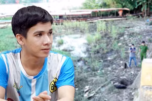 Nghi phạm Nguyễn Văn Hồng và hiện trường vụ án. 
