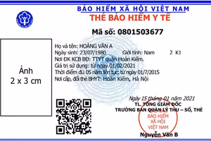 Mẫu thẻ BHYT mới. Ảnh: BHXH Việt Nam.