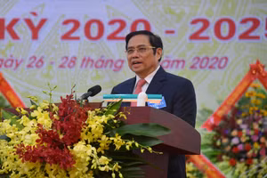 Đồng chí Phạm Minh Chính, Ủy viên Bộ Chính trị, Bí thư Trung ương Đảng phát biểu tại phiên Bế mạc Đại hội