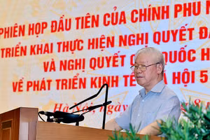 Tổng Bí thư Nguyễn Phú Trọng phát biểu tại phiên họp của Chính phủ sáng 11/8. Ảnh: VGP/Nhật Bắc.
