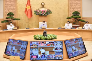 Hội nghị trực tuyến toàn quốc về tình hình, giải pháp cấp bách phòng, chống dịch COVID-19. Ảnh: VGP/Nhật Bắc