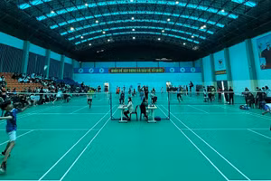 Các vận động viên tham gia thi đấu môn cầu lông.