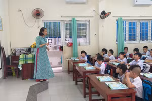 Giờ học của HS lớp Một Trường Tiểu học Lê Lai (Quận Hải Châu, TP Đà Nẵng)