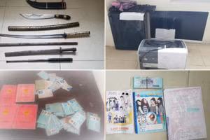 Một số tang vật liên quan đến tín dụng đen bị Công an Nghệ An thu giữ.

