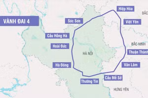 Hướng tuyến đường Vành đai 4 theo quy hoạch. 