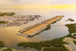 Phối cảnh Cảng trung chuyển quốc tế Cần Giờ. (Ảnh: Portcoast)