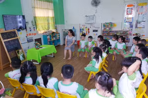 Giờ học của trẻ Trường mầm non 19 Tháng 5 (quận 12, TPHCM).