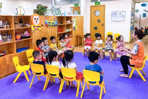 Cô và trò Trường MN Ecokids (Bắc Từ Liêm, Hà Nội).