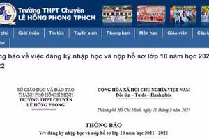 TPHCM: Học sinh trúng tuyển lớp 10 chuyên, tích hợp - nộp hồ sơ trực tuyến
