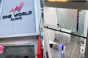 Cơ sở "One World Clinic" địa chỉ 982 Cách Mạng Tháng Tám (phường 5, quận Tân Bình) tại thời điểm kiểm tra. (Ảnh: Sở Y tế TPHCM).