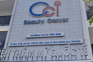 “Viện thẩm mỹ quốc tế CCI Beauty Center” tại địa chỉ 69 Hoàng Trọng Mậu (D1), quận 7. (Ảnh: Sở Y tế TPHCM)