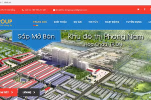 Trang web của Công ty Cổ phần Đầu tư Đà Nẵng - Miền Trung (DMT Group) đăng thông tin hình ảnh sắp mở bản dự án khu đô thị này.
