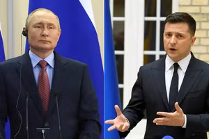 Tổng thống Nga Putin và Tổng thống Ukraine Zelensky.