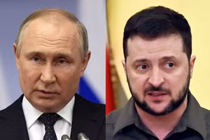 Tổng thống Nga Putin và người đồng cấp Ukraine Zelensky.